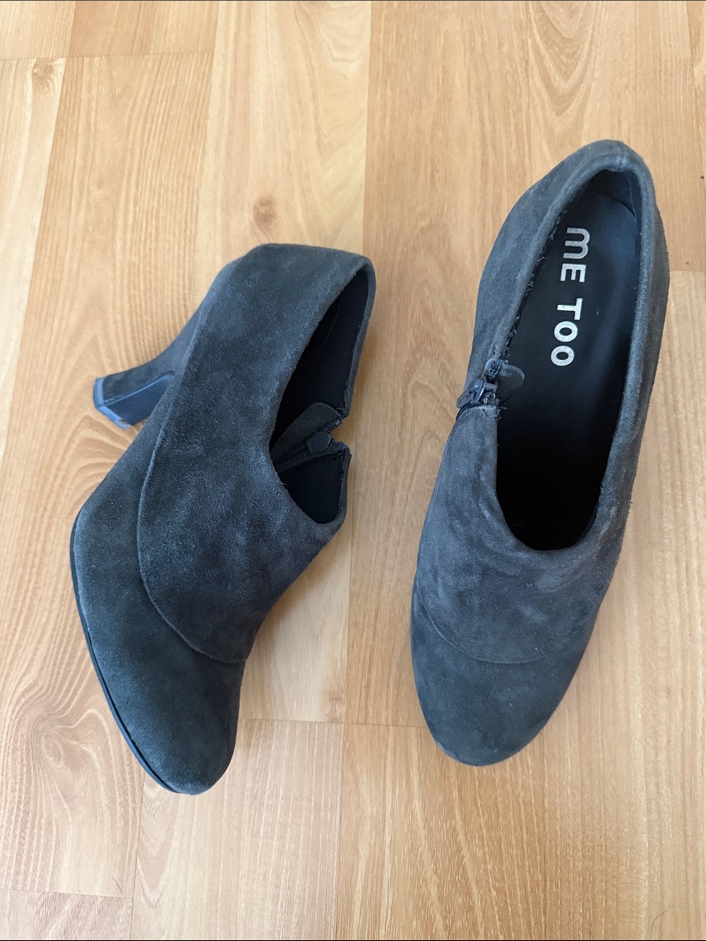 Suede Low Block Heel Booties